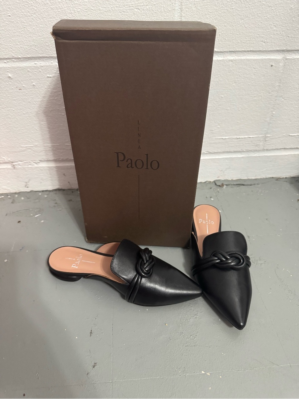 Linea Paolo Black Pointed Toe Slip-On Mules